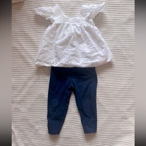 Zara eyelet top and Carter’s leggings  baby girl outfit 12 months